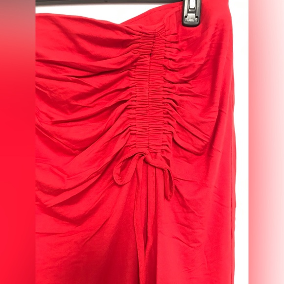 Red Midi Skirt Side Ruched A new Day XL - Picture 2 of 4